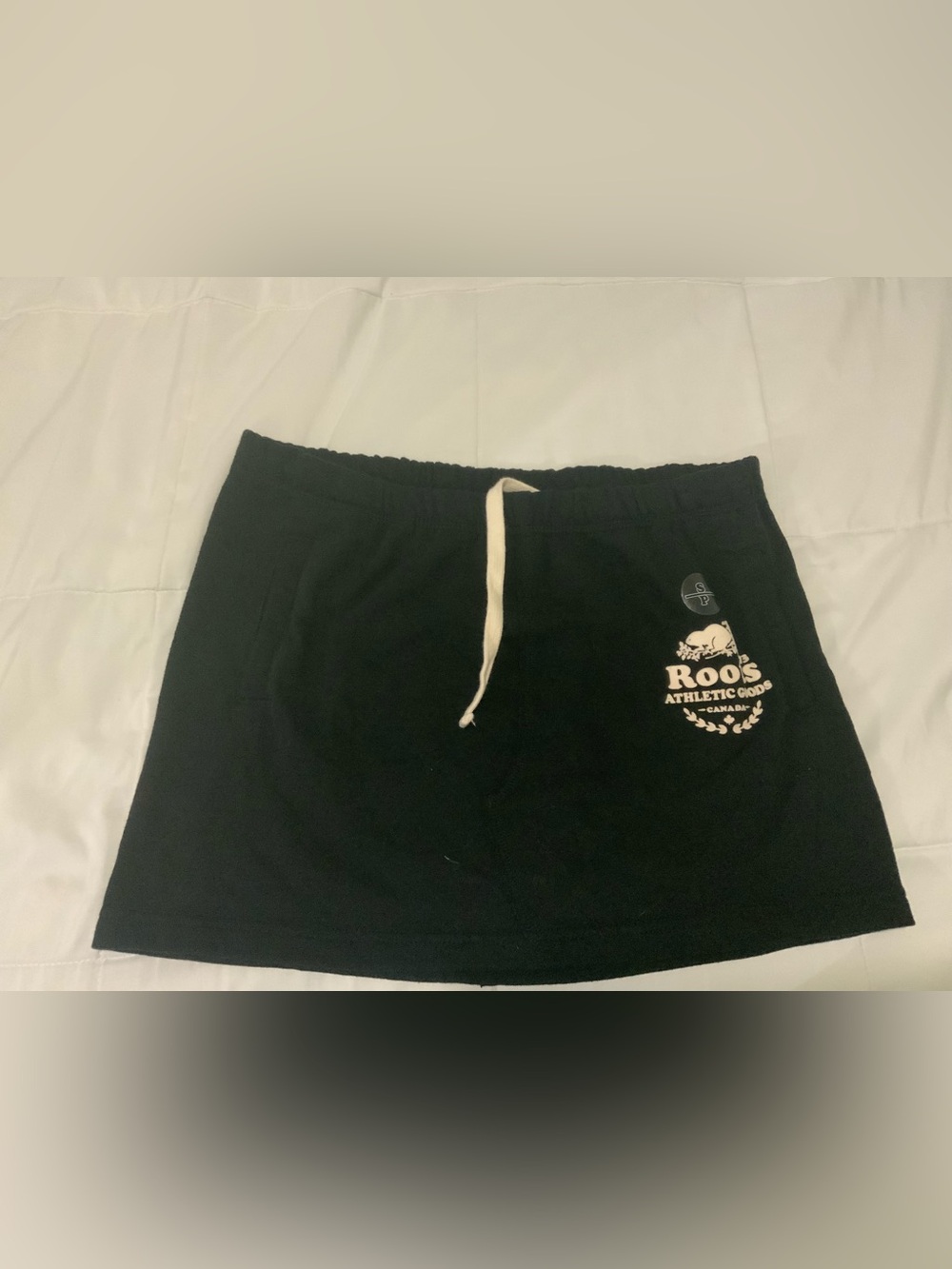 Roots Black Sweat Skirt with Logo